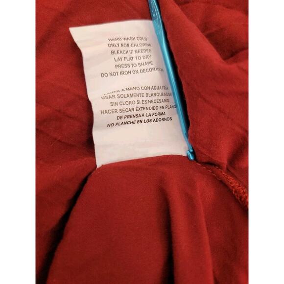 Coco Jaimeson Babydoll Mini Dress Sz Medium V Neck Long Sleeves Cottage Burgundy - Picture 10 of 10